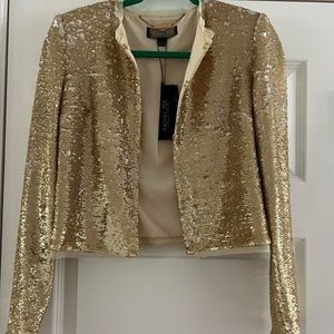 Rachel Zoe NWT, gold sequins jacket cardigan, size 2..